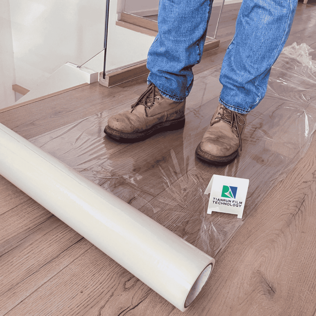 Heavy-duty hard surface protection film for high-traffic construction areas