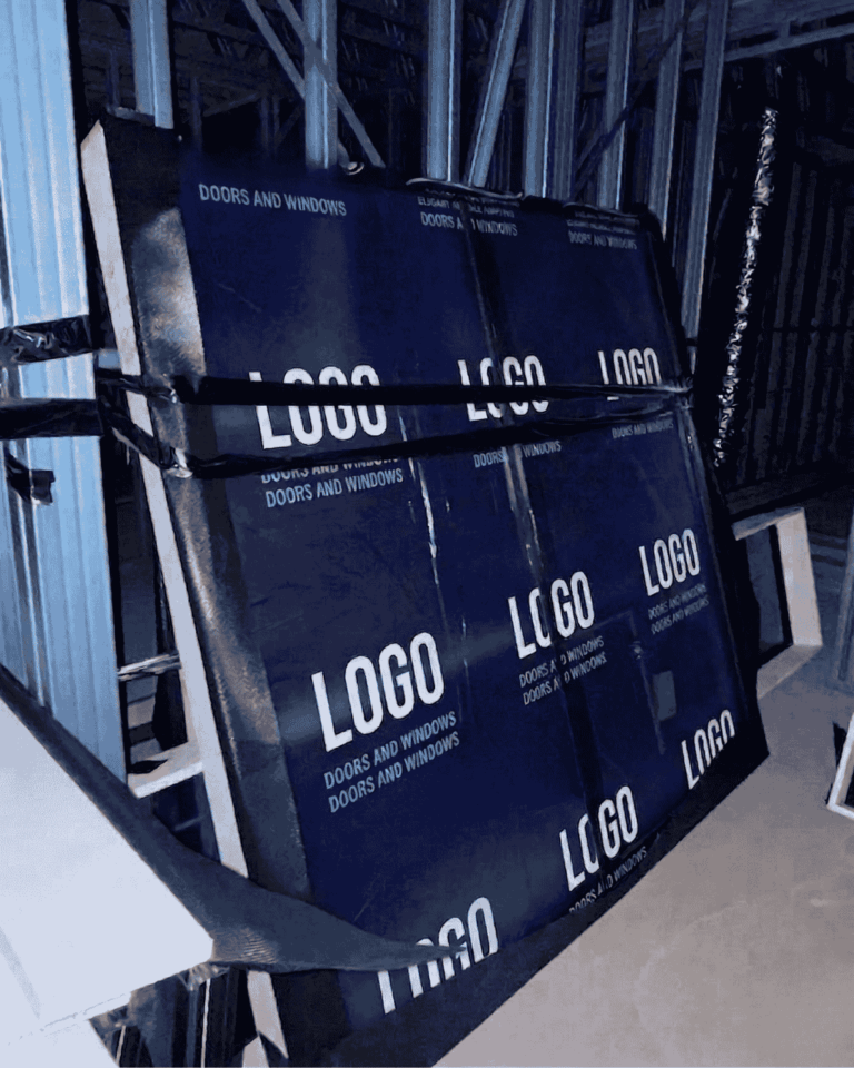 Custom logo-printed blue PE protective film