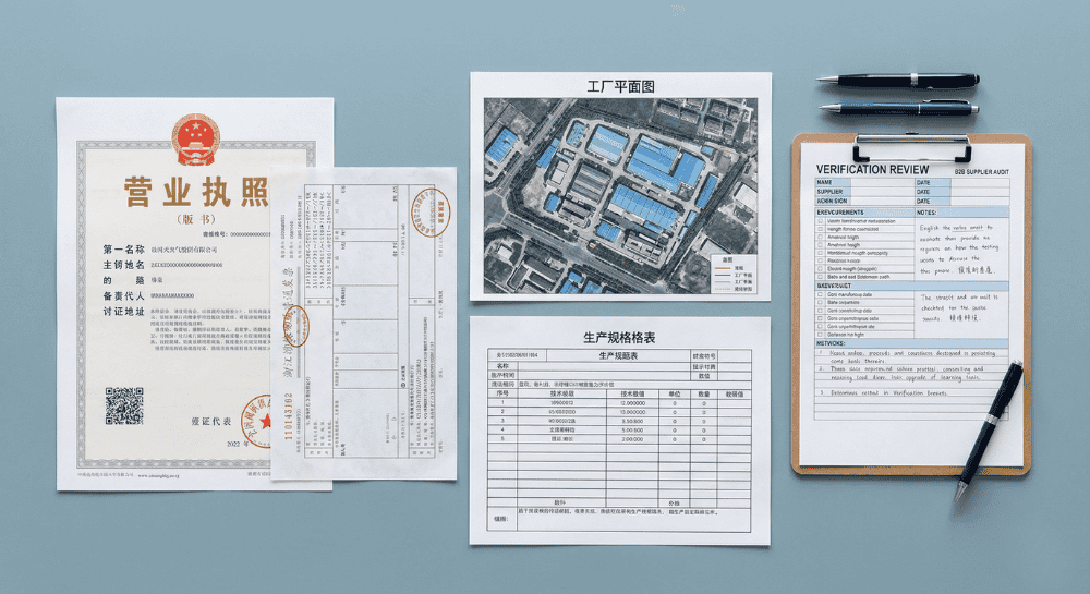 PE protective film supplier verification documents — business license, VAT invoice, factory location, specification sheet