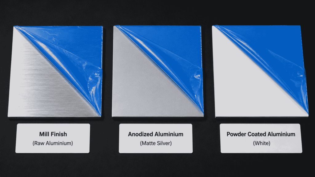 aluminium protective film on mill finish anodized and powder coated surfaces