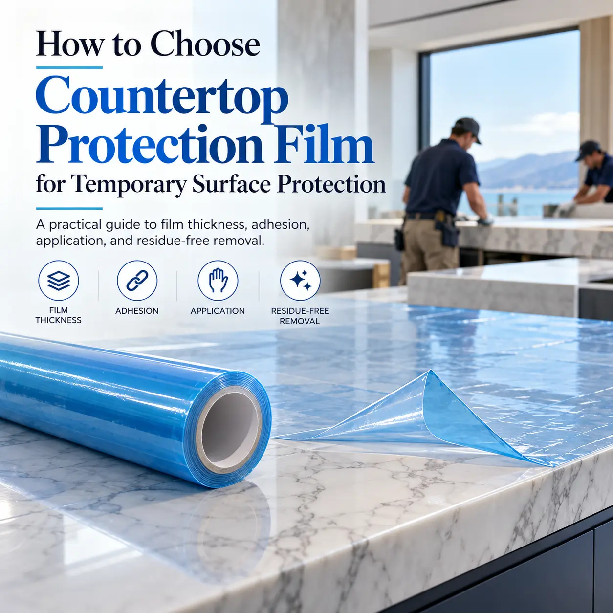 Why Choose Plashield Countertop Protection Film As a PE protective film manufacturer with more than 20 years of manufacturing experience, Plashield is committed to providing customers with high-quality and reliable countertop protection film, and providing matching protection solutions for different countertop surfaces and conditions of use. You can select from a range of film thicknesses, adhesive strengths, and roll specifications according to the specific application. For countertop manufacturers, fabricators, and installation companies that need to purchase in bulk, Plashield can also provide customized specifications according to the countertop size, protection cycle and production process, including film width, roll length and printing options. As a manufacturer of protective film directly supplied by the factory, Plashield supports sample testing to reduce the risk of selection. If you are looking for a countertop protection film suitable for specific countertops and application scenarios, please contact Plashield to obtain product specifications and samples to further confirm the appropriate protection solution.